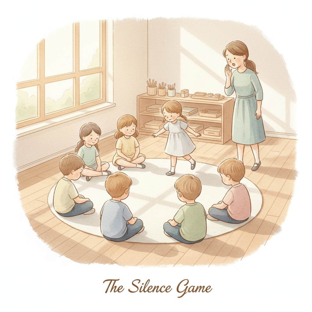 Montessori Silence Game — children sitting quietly in a circle